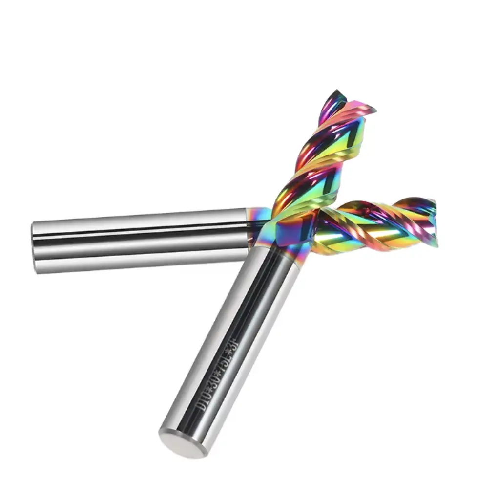 DLC Coated 3-Flute Carbide End Mills | 2X Lifespan for Aluminum & Composites | High-Speed CNC Tools 1
