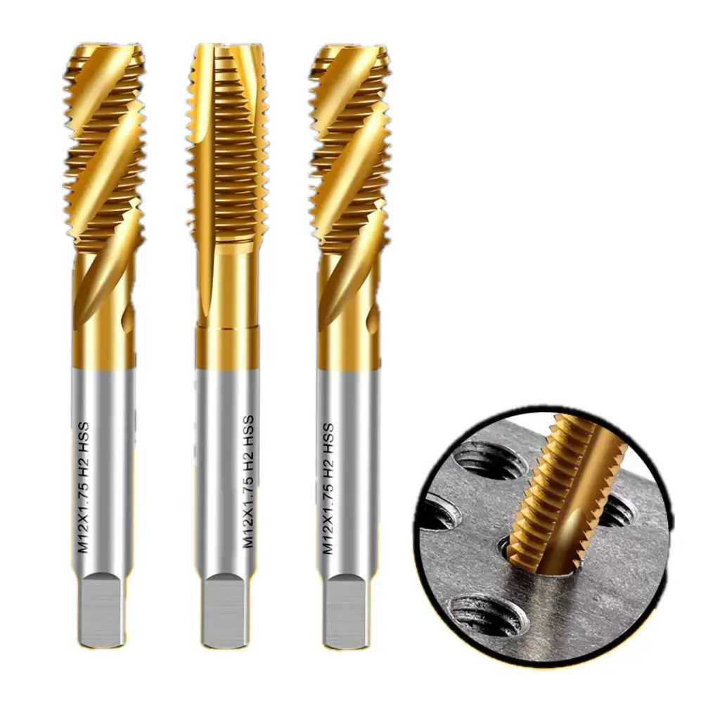 TiN Coated Spiral Flute Taps - High-Speed Steel Thread Cutting Tools for Stainless Steel & Hardened Alloys M1-M24 1