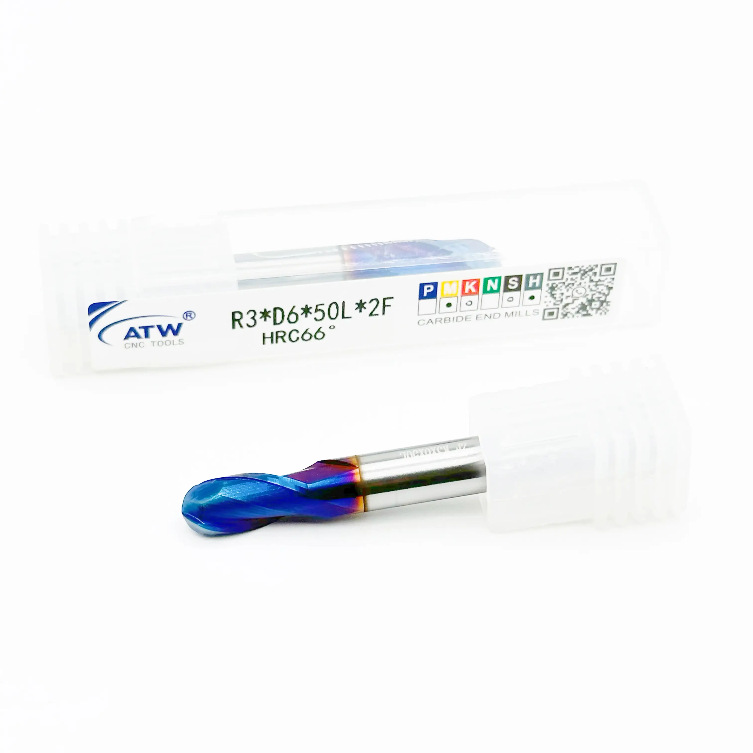 2-Flute Nano Blue Coated Ball Nose End Mill - HRC65 Hardness, Precision CNC Milling for Mold Steel & Titanium Alloys 1