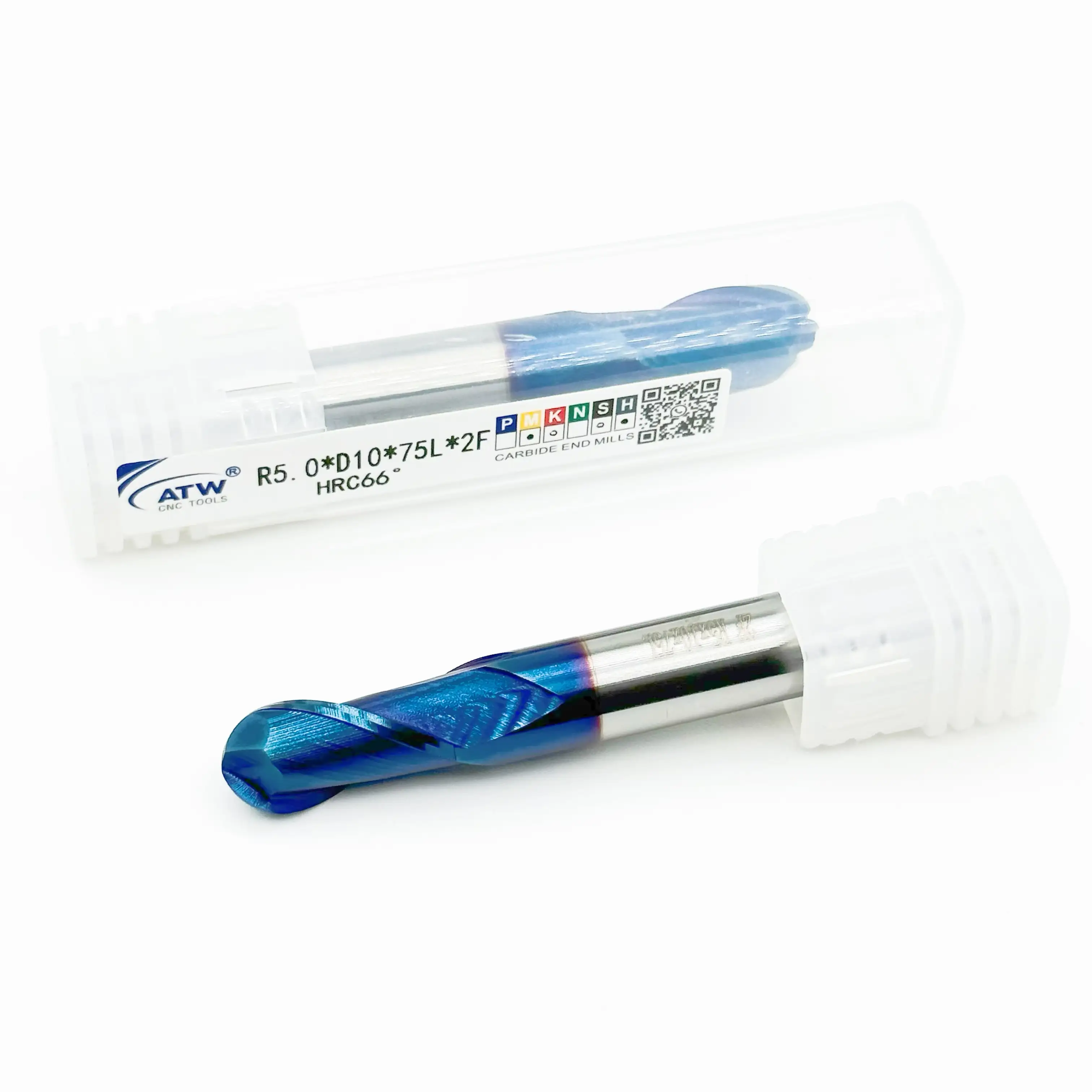High-Speed Solid Carbide Ball Nose End Mill with Nano Blue Coating - 2 Flutes, 50L Length, Ideal for 3D Profiling & Engraving 1
