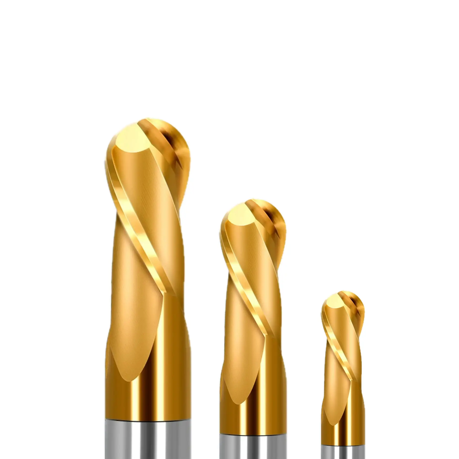 Fresa de ponta esférica com revestimento TiN (2 canais) – Fresa CNC durável para materiais duros 1