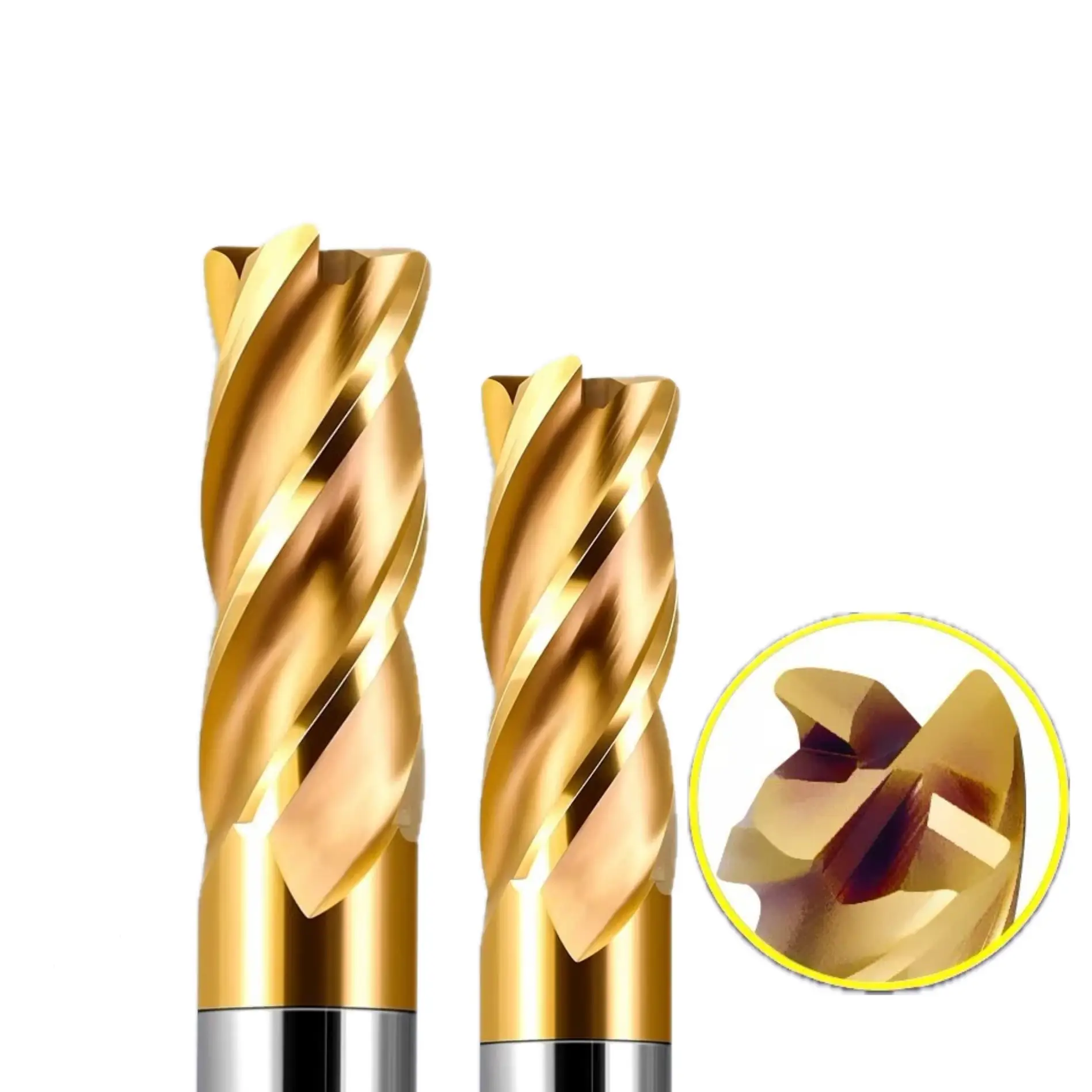 4-Flute TiN Coated Corner Radius End Mill - HRC60 Hardness, High-Speed CNC Milling for Stainless Steel & Mold Steel 1