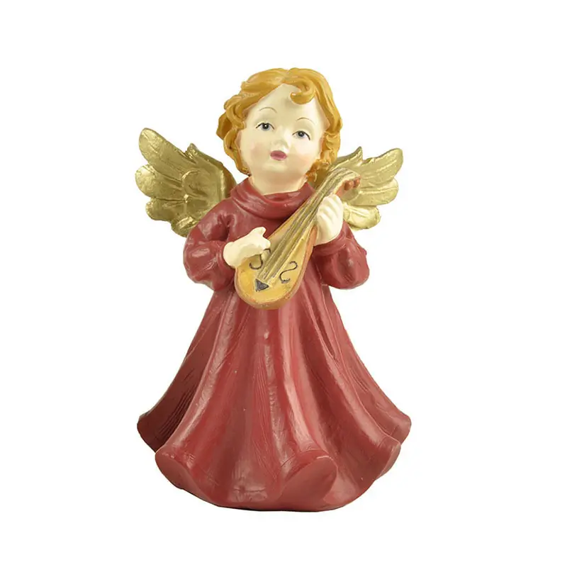 Ennas carved mini angel figurines colored for ornaments 1