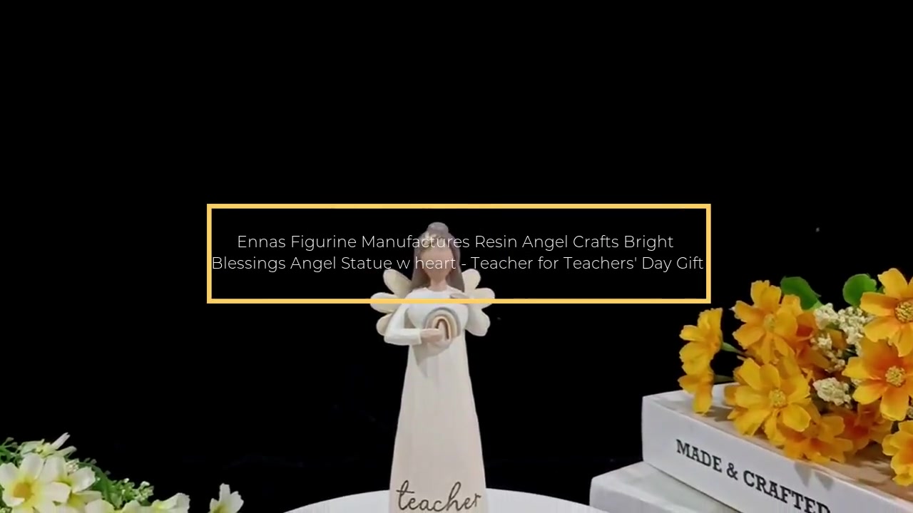 Estatuilla de Ennas fabrica artesanías de ángel de resina Bendiciones brillantes Estatua de ángel con corazón - Maestro para regalo del Día del Maestro