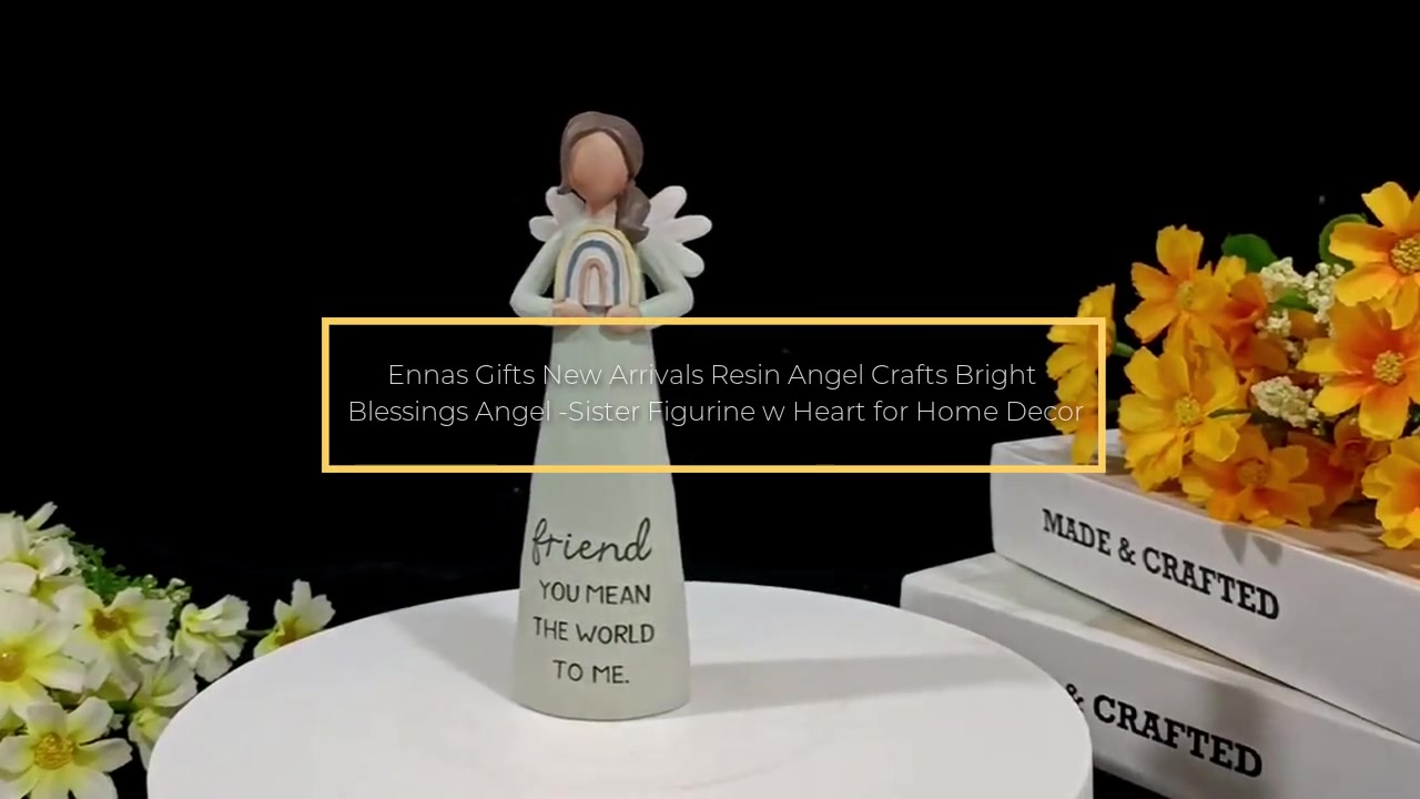 Ennas Gifts Recién llegados Artesanías de ángel de resina Bendiciones brillantes Figura de ángel-hermana con corazón para decoración del hogar