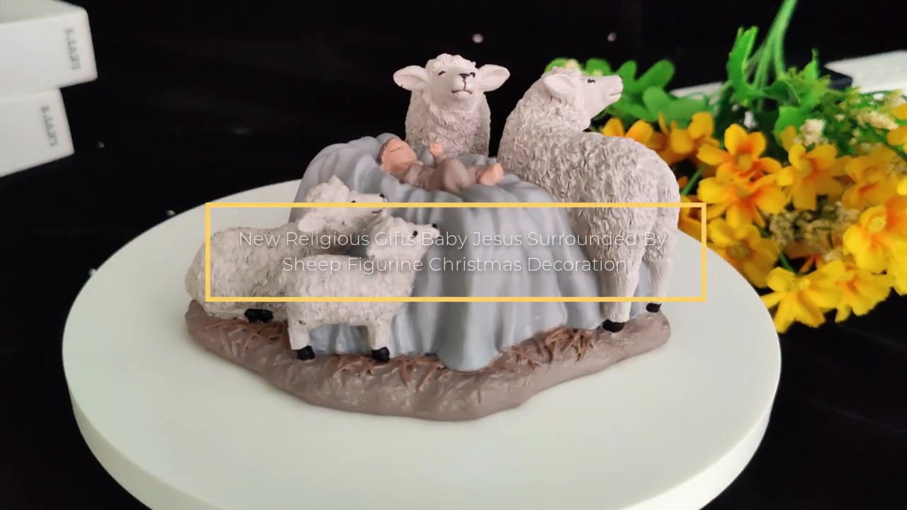 Nuevos regalos religiosos, Niño Jesús rodeado de estatuilla de oveja, decoración navideña