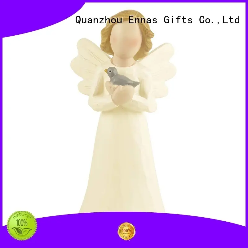 Decorative Resin Hand Crafted White Angel figurine with Blue Bird-Peace 1