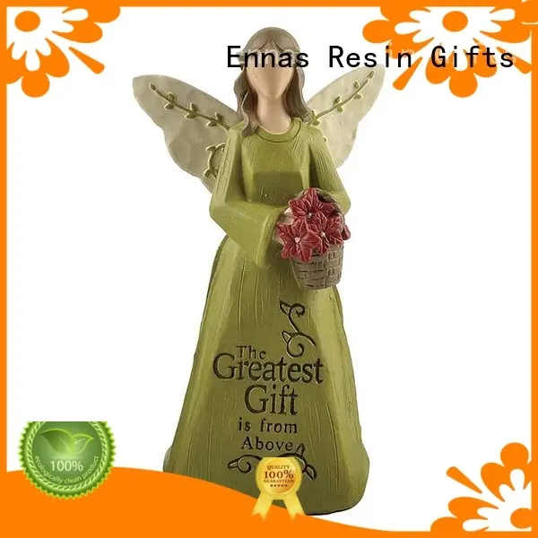 Hand Painted Resin Kneeling Angel with Flower Basket 1