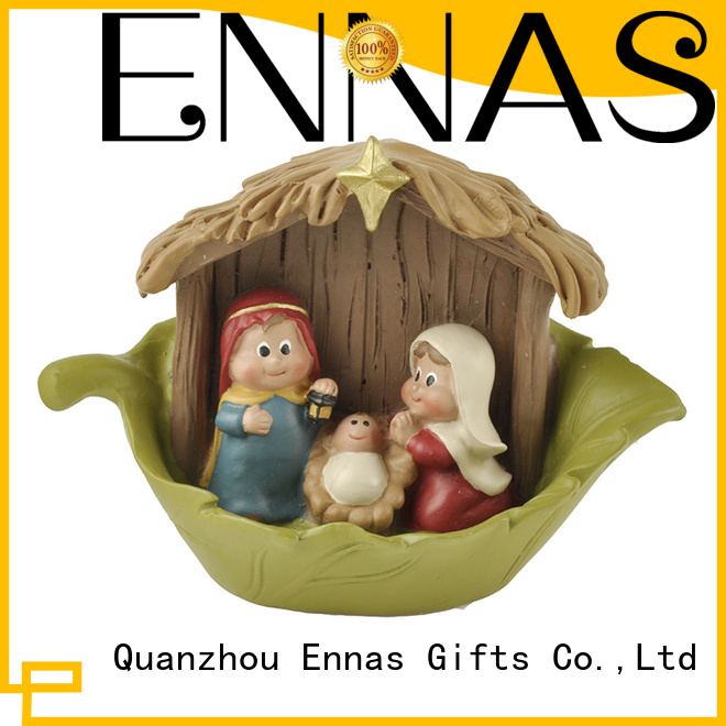Holy Family Nativity Figurine in Leave Home Decoration Jesus baby Mary Figure with Manger 1