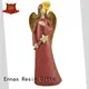 Christmas Red Holding Star Wood Textured Resin Angel 1