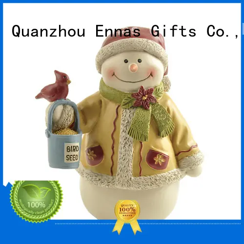 Snowman with Red Bird & Seed Bucket, Mini Christmas Figurines 1