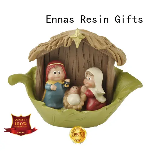 Ennas custom sculptures nativity set with stable promotional craft decoration 1