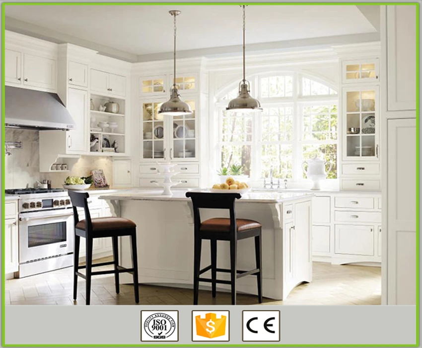 High Quality Modern White Color Solid Kitchen Cabinet, Wooden Cupboard 1