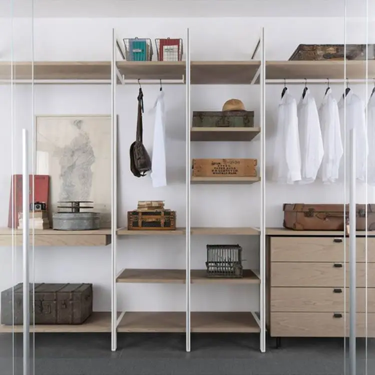 Shape teak wood classic simple bedroom wardrobe furniture wardrobe cliset with slide door 1
