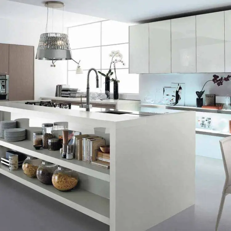 China manufacturer modern style wood white kitchen cabinet designs apartment projectscustom made 1