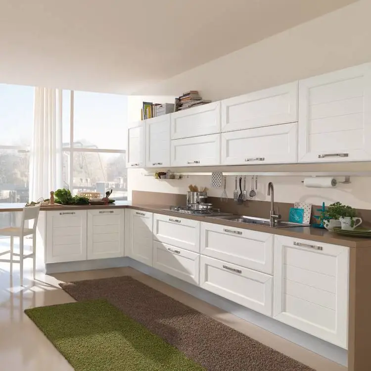 New modern style wood open kitchen cabinet designs apartment projects made in China 1