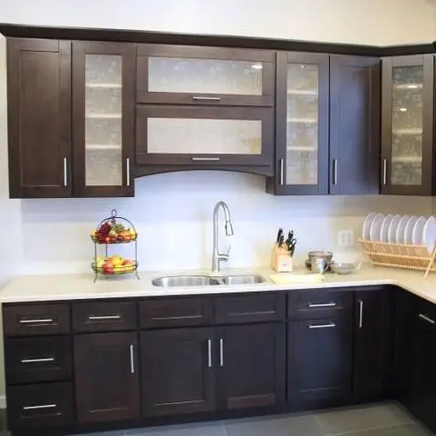 MDF natural colorwooden kitchen cabinet 1