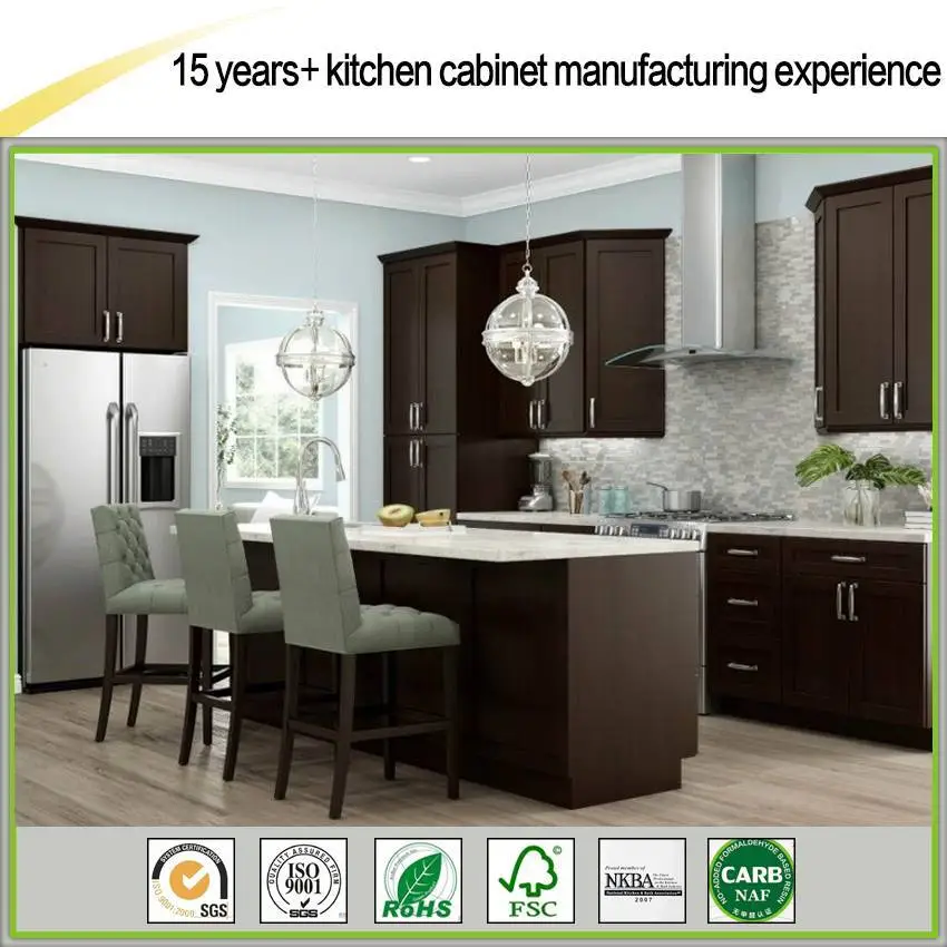 New Fashionable Design of Wulnut Color Solid Wood Kitchen Cabinets Hanging Cabinet 1