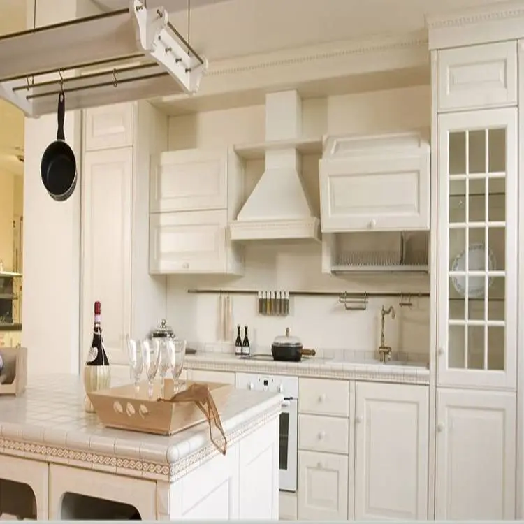 Modern Simple Designs White Color Solid Wooden Kitchen Cabinet1 1
