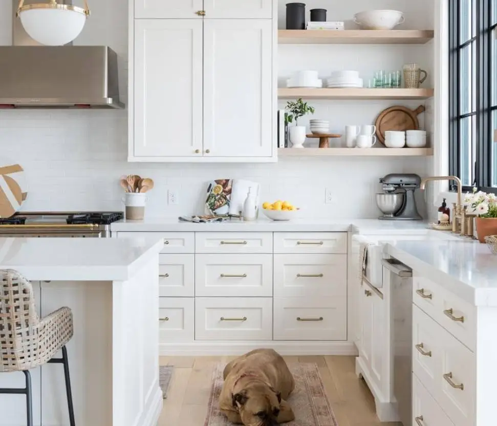 White Luxury High Quality Wholesale Apartment Modern Kitchen Cabinets Solid Wood Kitchen Cabinet 1