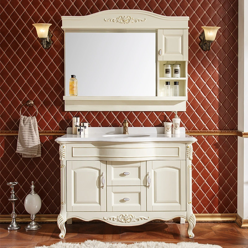 Custom American solid wood smart mirror cabinet bathroom vanity 1