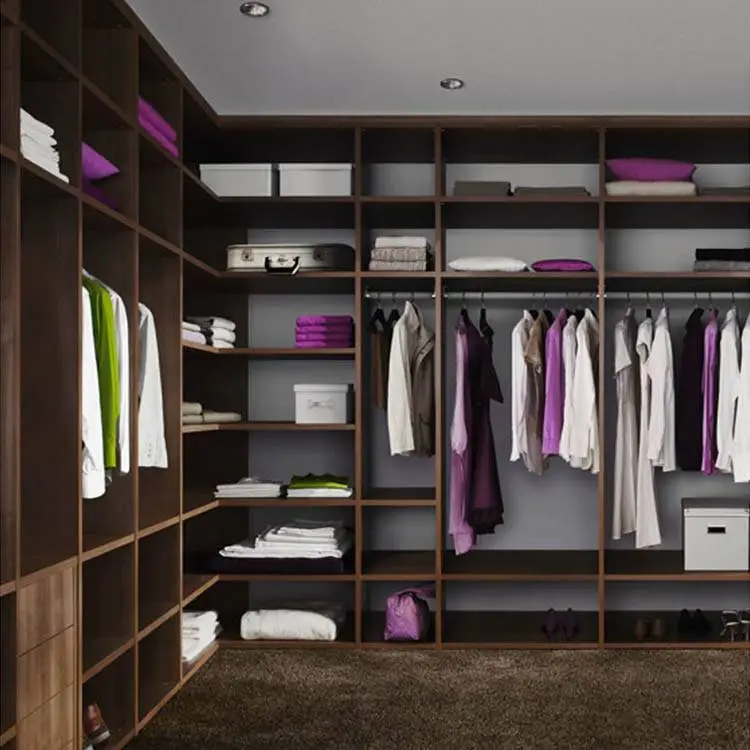Open black walnut wardrobe shelving system cheap wardrobe set storage organization 1