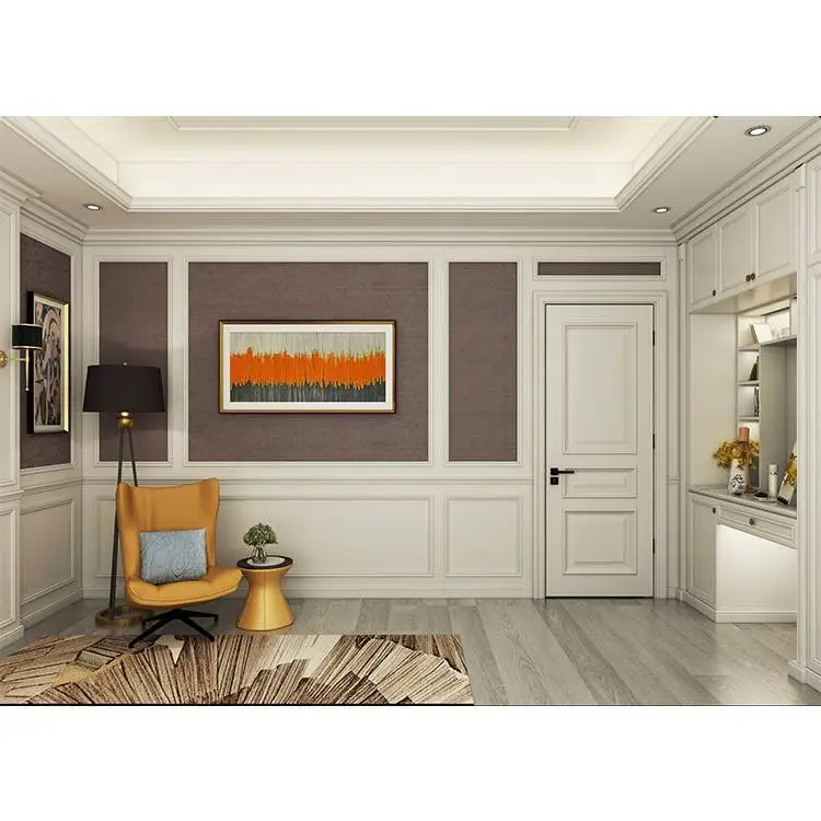 China Light Walnut Italy Style Inside Porte Simple Solid Wooden White Bedroom Door 1