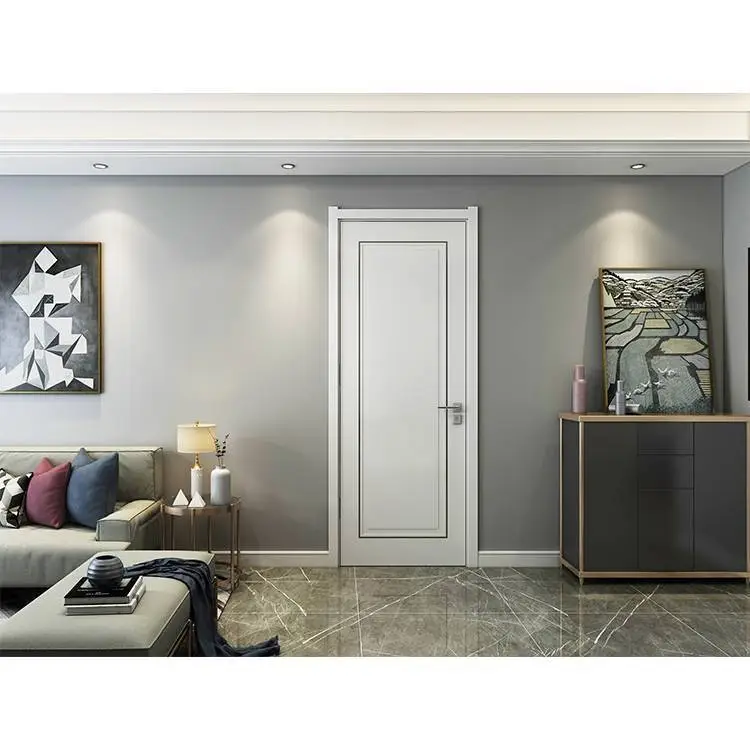 Classical Design White Room Wooden Modern House Solid Wood Door Brass Door Handles 1