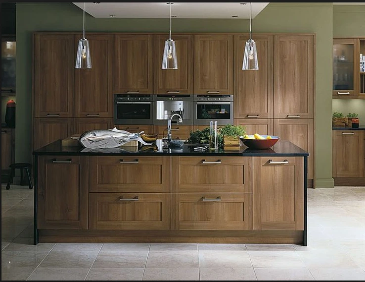 Modern Wall Solid Wood Walnut Color Cheap Kitchen Cabinet Furniture From China Manufacturer 1