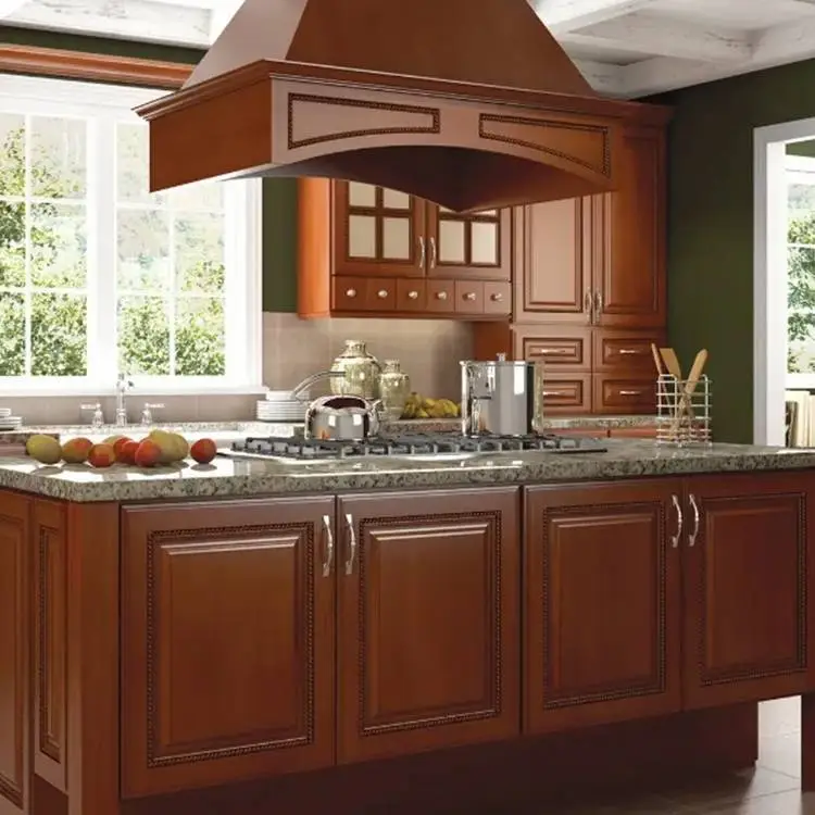 Latest Wooden Furniture Designs Self Assembly Cherry Solid Wood Kitchen Cabinets Factory Direcy Sale assemble cabinet 1