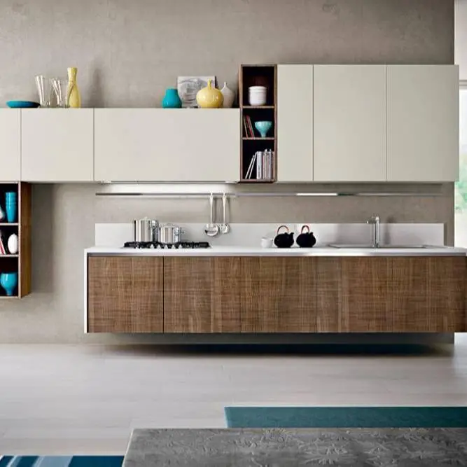 Modern Readymade Kitchen Furniture PVC Designs Hign Gloss Cabinet 1