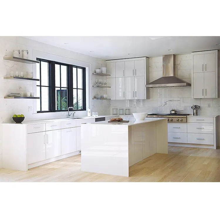 New white gloss laminate kitchen cabinets manufacturers 3