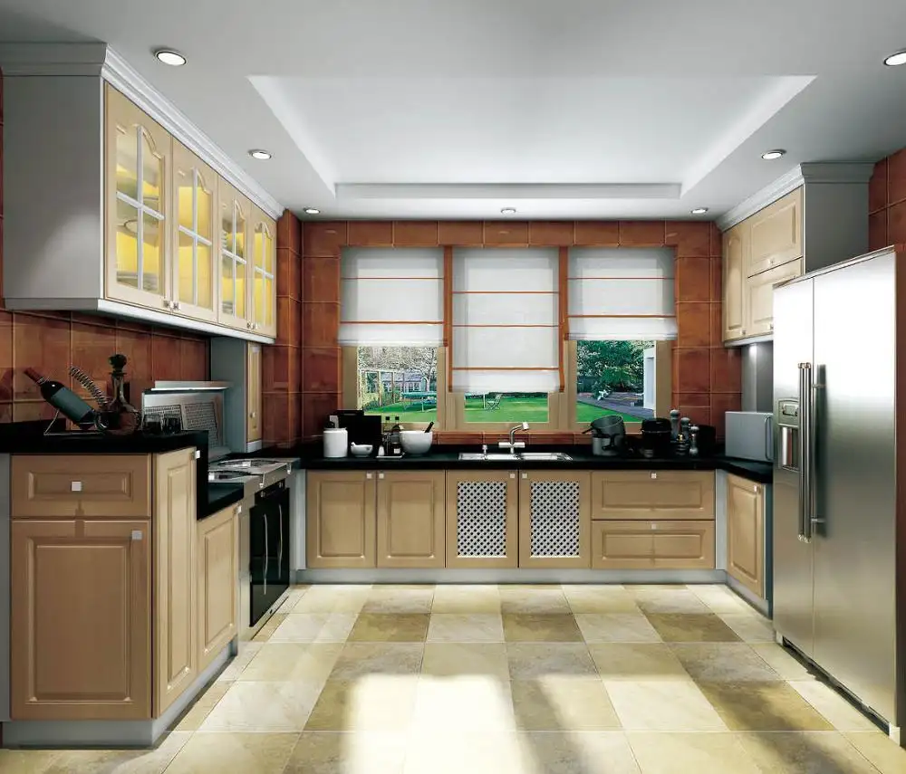 Modern Wood Grain Kitchen Cabinets Maple/Oak/Solid Wood/MDF/melaminated Particle Board/PVC/ Polywood by Y&R Furniture 6