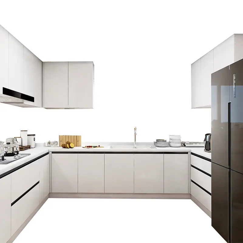 Modern Wood Grain Kitchen Cabinets Maple/Oak/Solid Wood/MDF/melaminated Particle Board/PVC/ Polywood by Y&R Furniture 3