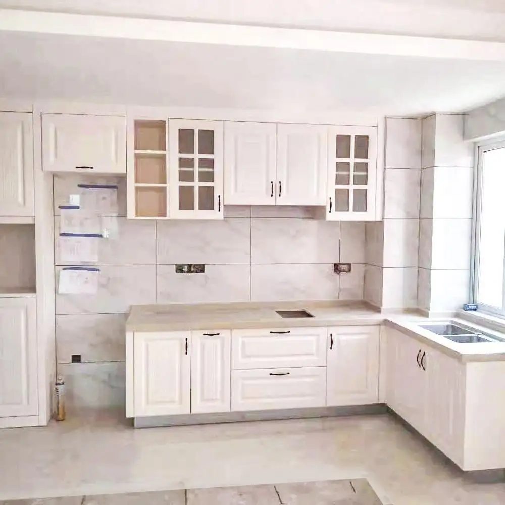 Modern Wood Grain Kitchen Cabinets Maple/Oak/Solid Wood/MDF/melaminated Particle Board/PVC/ Polywood by Y&R Furniture 4