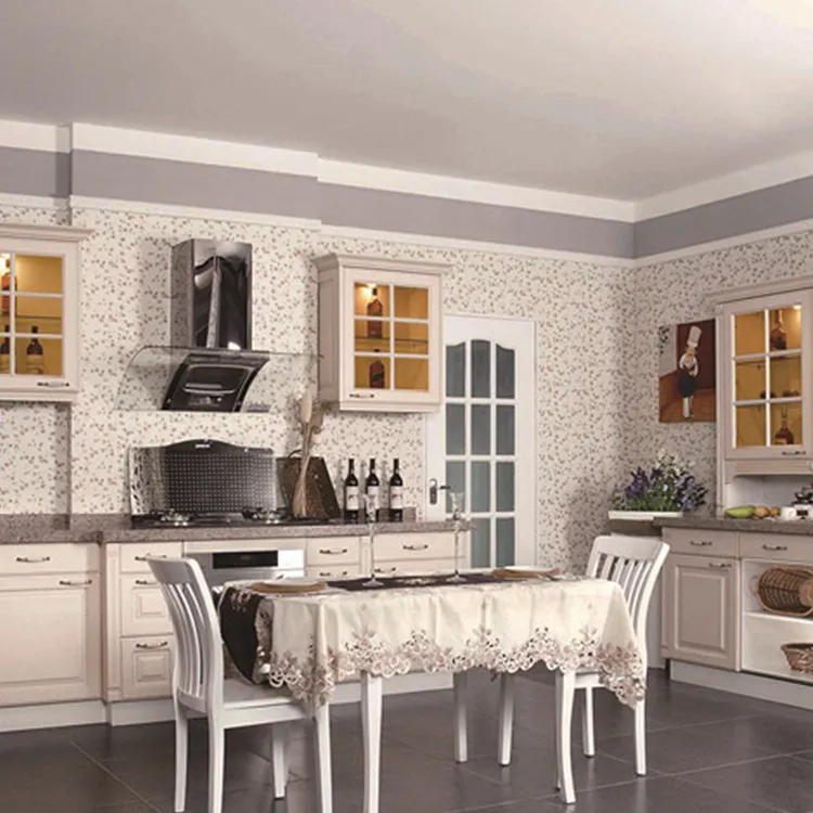 Modern Solid Wood Kitchen Cabinets Factory Price Maple/Oak/Solid Wood/MDF/melaminated Particle Board/PVC/ Polywood 2