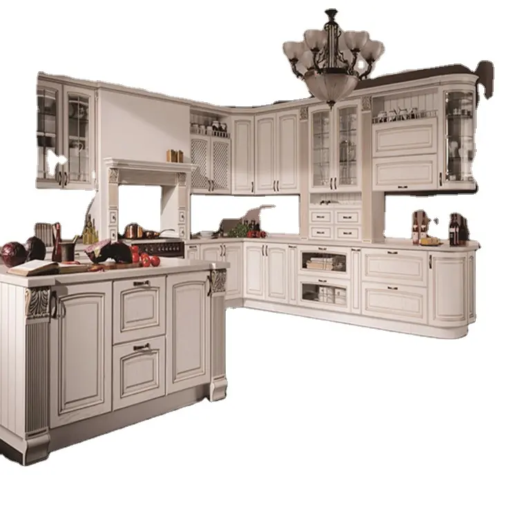Modern Solid Wood Kitchen Cabinets Factory Price Maple/Oak/Solid Wood/MDF/melaminated Particle Board/PVC/ Polywood 4