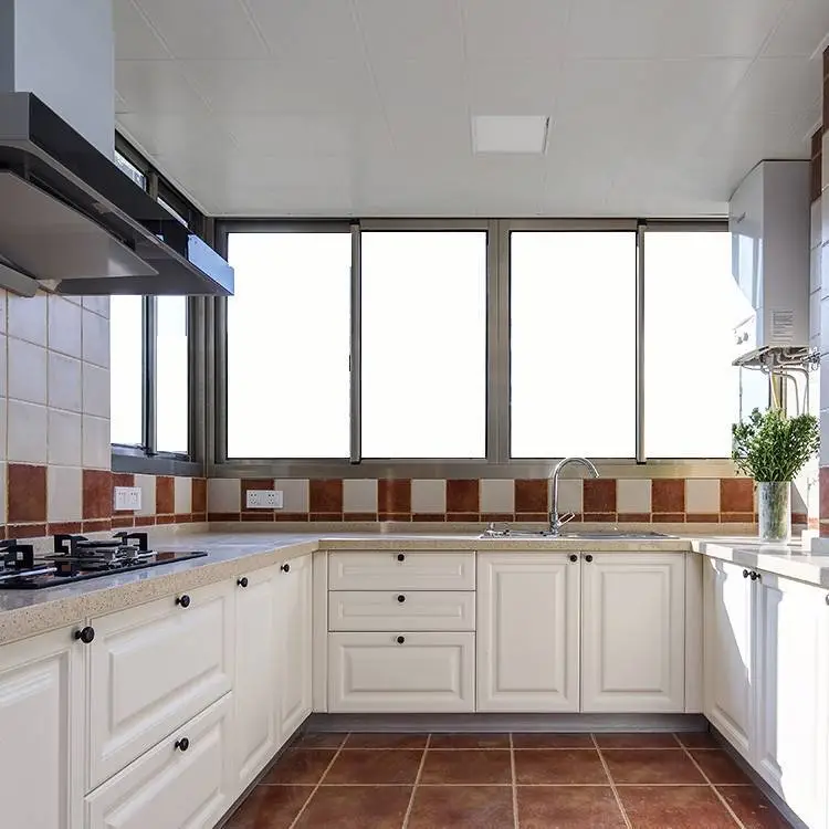 New modern style white kitchen cabinet designs wood kitchen cabinet apartment projects custom made 1