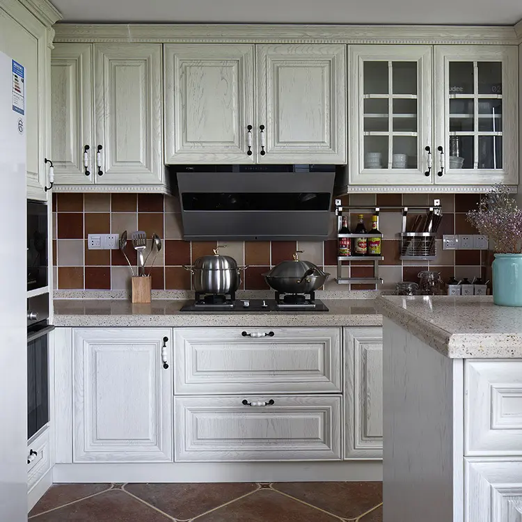 Modern White Wood Kitchen Cabinets L/C by Y&R Furniture 3