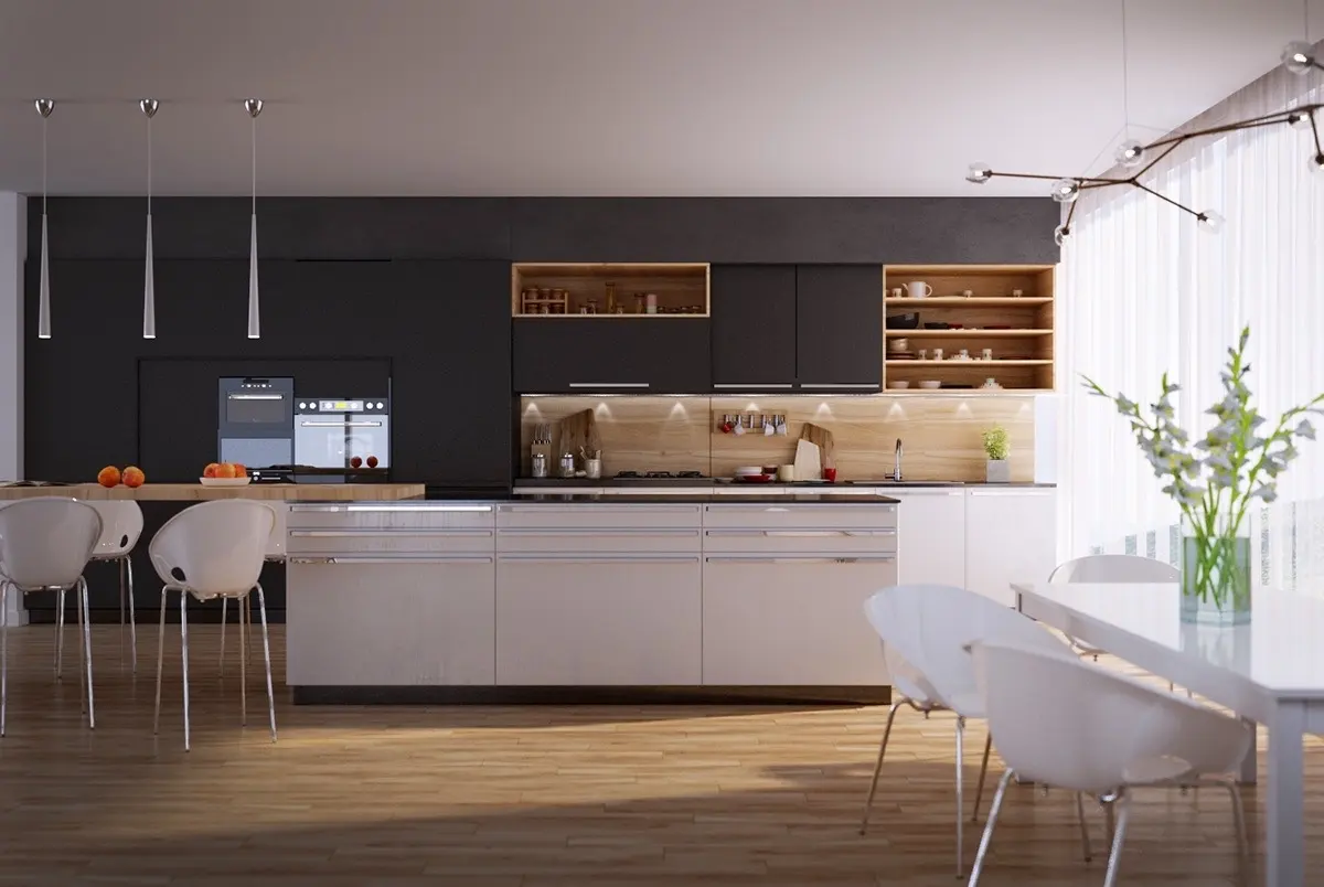 High-quality Modern Natural Wood Kitchen Cabinets Factory 3