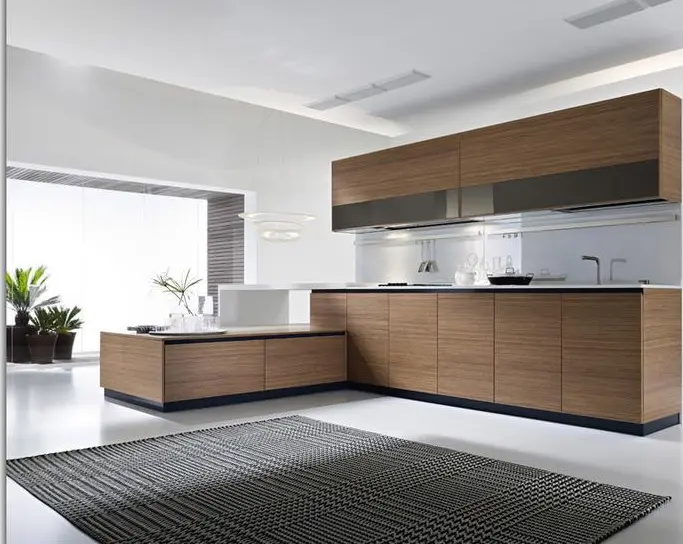 Modern Kitchen with Wood Cabinets Maple/Oak/Solid Wood/MDF/melaminated Particle Board/PVC/ Polywood - - Y&R Furniture 4