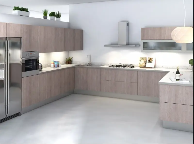 Modern Kitchen with Wood Cabinets Maple/Oak/Solid Wood/MDF/melaminated Particle Board/PVC/ Polywood - - Y&R Furniture 5