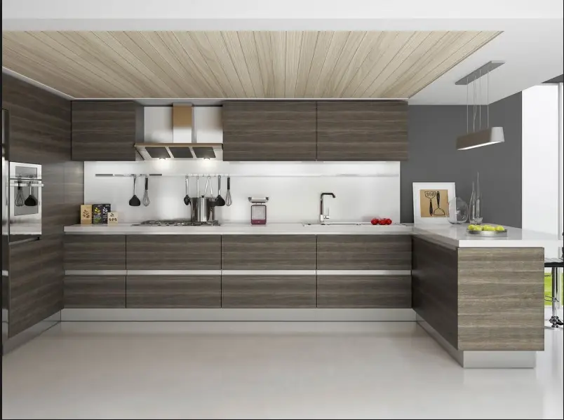 Modern Kitchen with Wood Cabinets Maple/Oak/Solid Wood/MDF/melaminated Particle Board/PVC/ Polywood - - Y&R Furniture 3