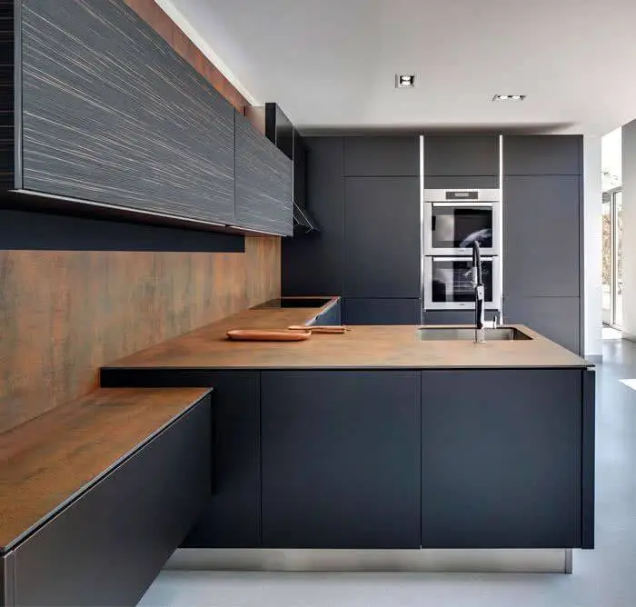 Modern Metal Kitchen Cabinets Cupboard Organizer Wood High Gloss New Solid PVC Membrane Office Building Melamine Board Plywood 1