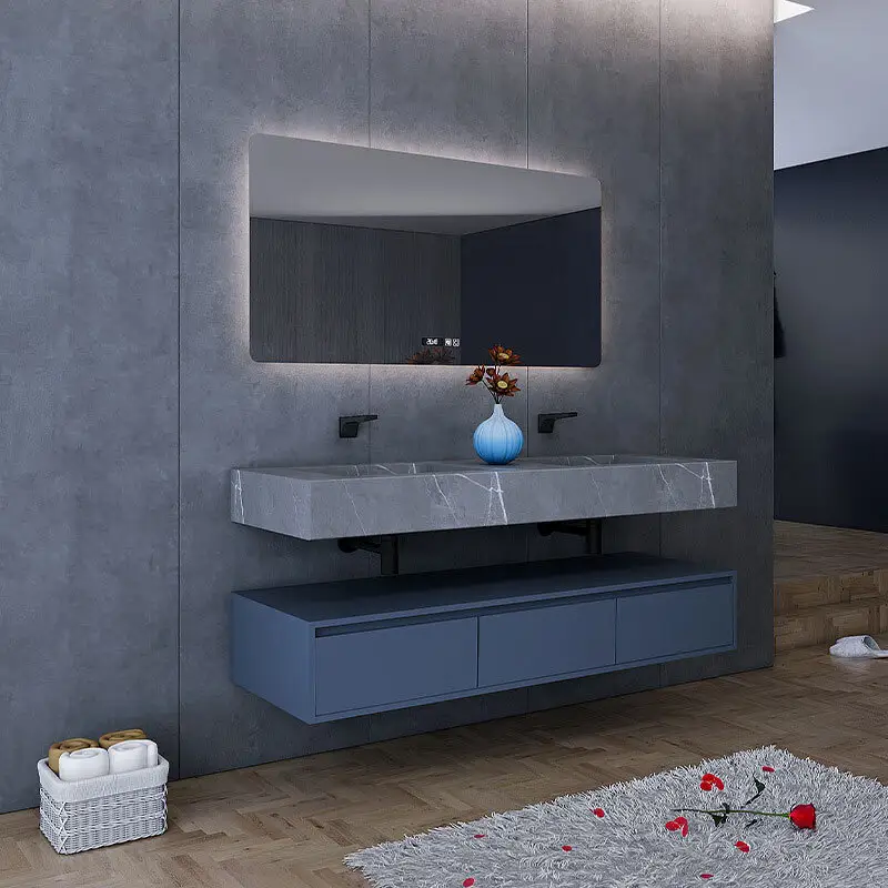 Y&R Furniture Double Bathroom Vanity Maple/Oak/Solid Wood/MDF/melaminated Particle Board/PVC/ Polywoodprice 5