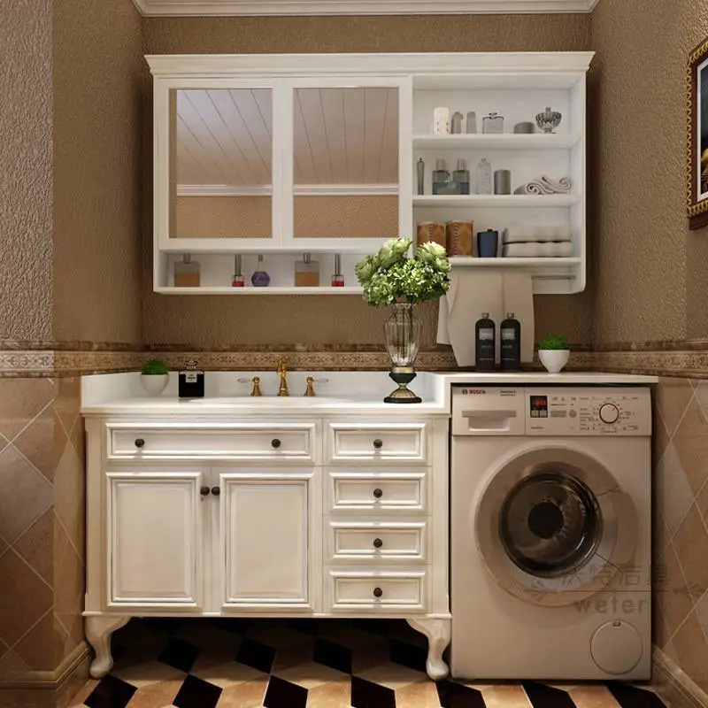American bathroom vanity combination floor-standing bathroom cabinet wash basin sink solid wood bathroom integrated 1
