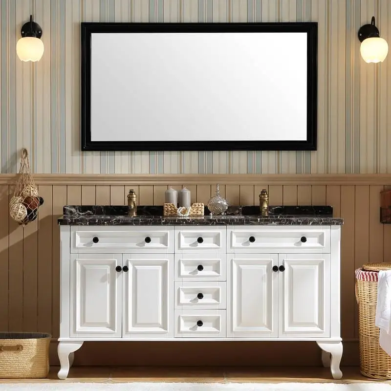 American style bathroom cabinet floor-standingsolid wood bathroom vanity antique washbasin combination 1