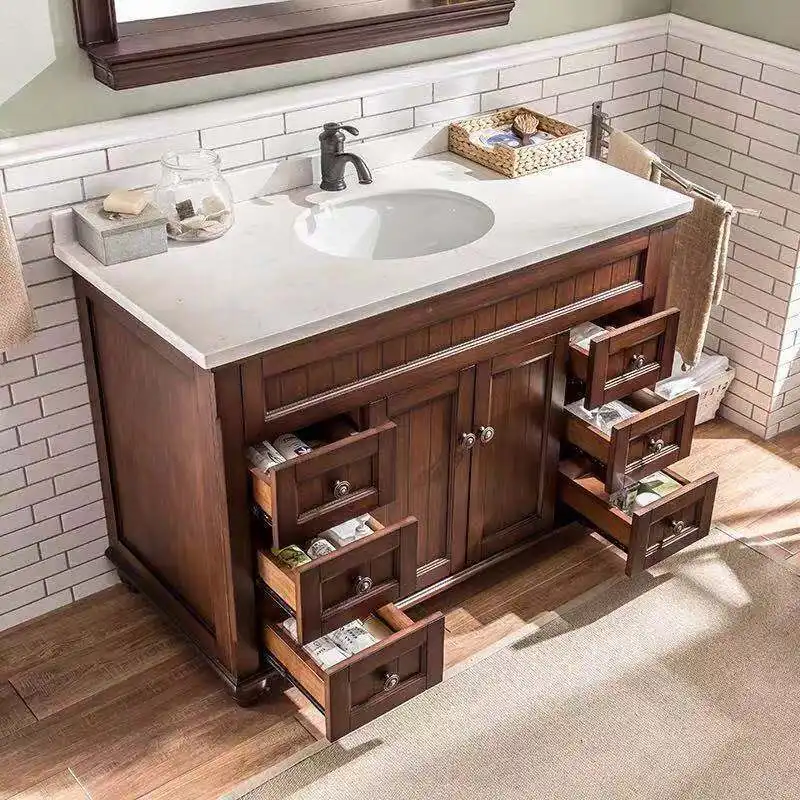 Bathroom Vanity Maple/Oak/Solid Wood/MDF/melaminated Particle Board/PVC/ Polywood Assemble Or Knock Downprice 3