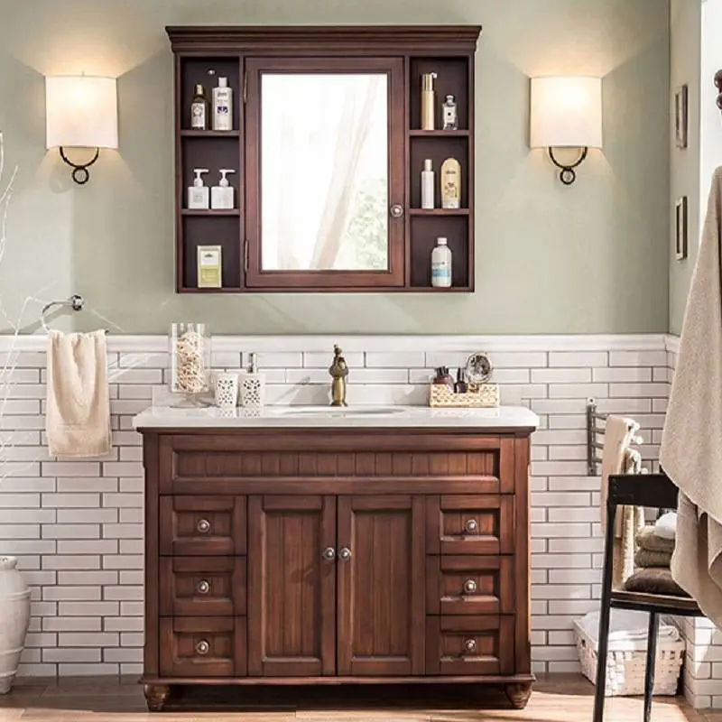 American style solid wood Bathroom cabinet combination 1