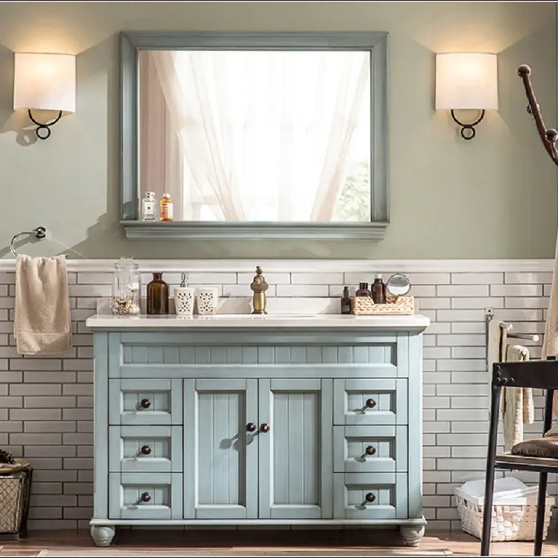 Bathroom Vanity Maple/Oak/Solid Wood/MDF/melaminated Particle Board/PVC/ Polywood Assemble Or Knock Downprice 5